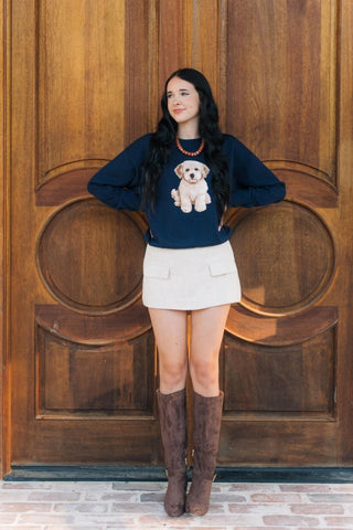 Navy Goldendoodle Knit Sweater | Select Trends Boutique