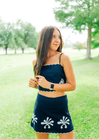 Navy Linen Embroidered Set - Select Trends Boutique