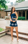 Navy Linen Embroidered Set - Select Trends Boutique