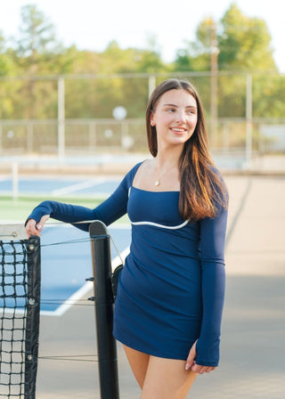 Navy Long Sleeve Athletic Dress | Select Trends Boutique