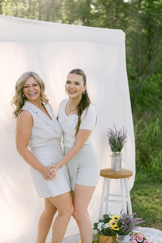 Navy Pinstriped Sleeveless Romper | Select Trends Boutique