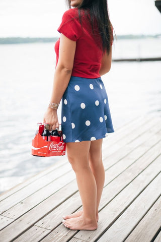Navy Satin Polka Dot Mini Skort | Select Trends Boutique