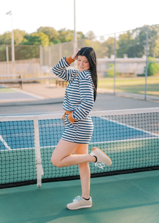 Navy Striped Contrast Short Set | Select Trends Boutique