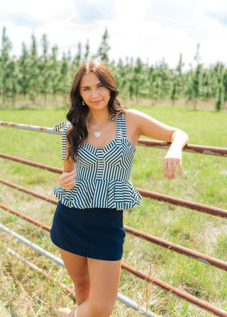 Navy Tailored High Waisted Skort | Select Trends Boutique