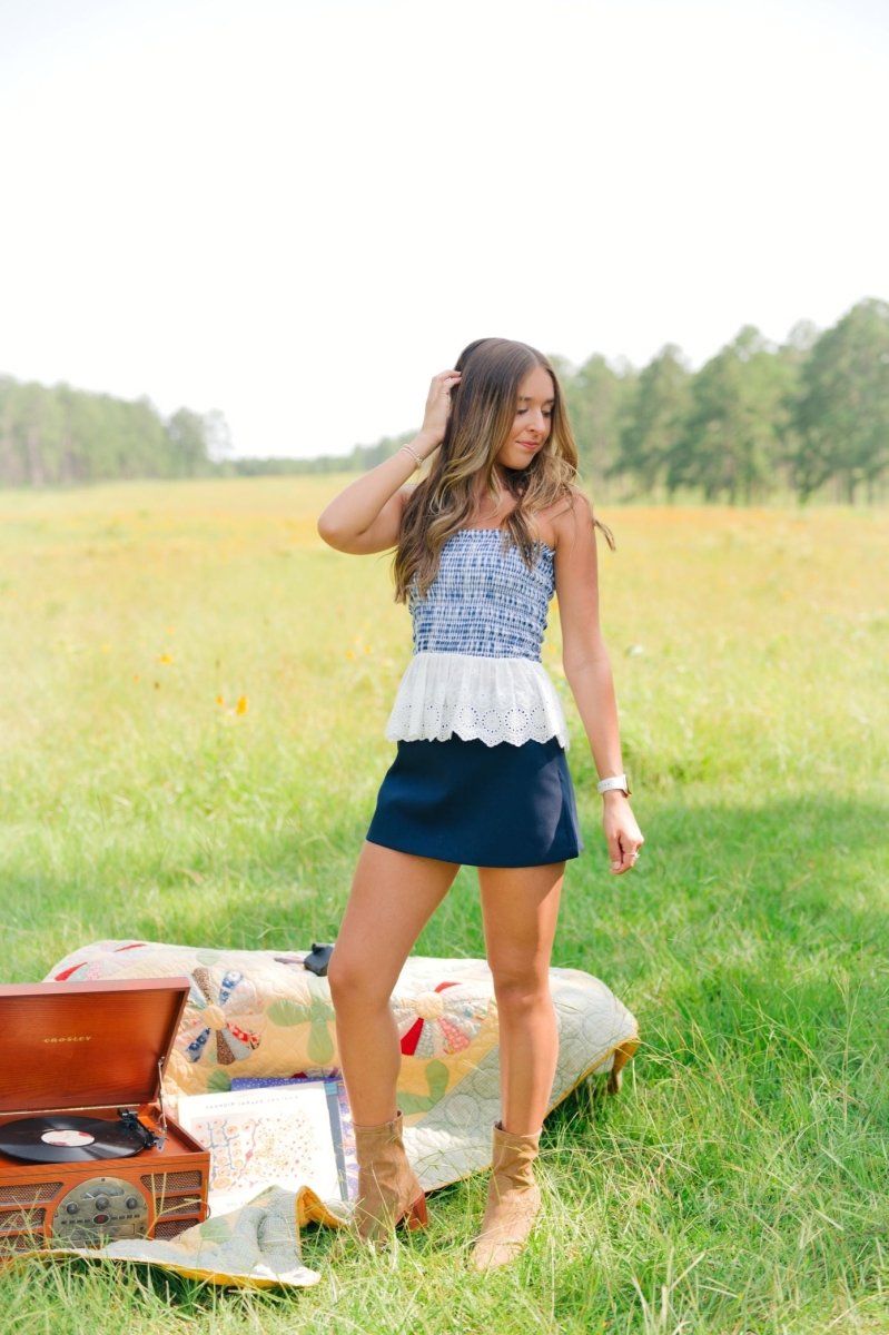 Navy Tailored High Waisted Skort
