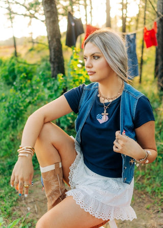 Navy USA Heart Tee | Select Trends Boutique
