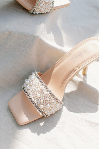 Nude Beaded Pearl Heels