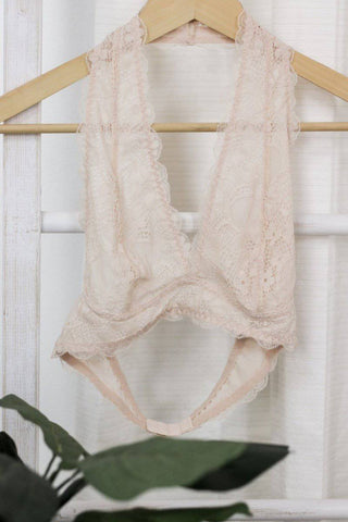 Nude Halter Lace Bralette from Select Trends Boutique