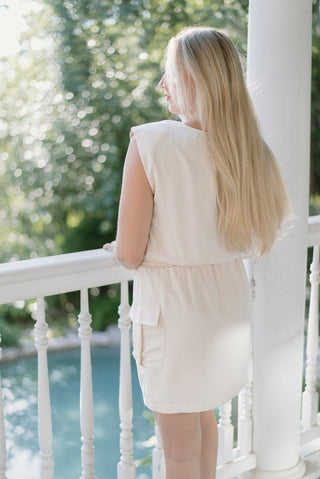Oatmeal Drawstring Cargo Dress | Select Trends Boutique