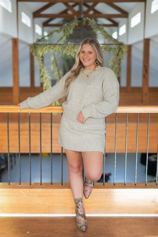 Oatmeal Knit Sweater & Skirt Set | Select Trends Boutique