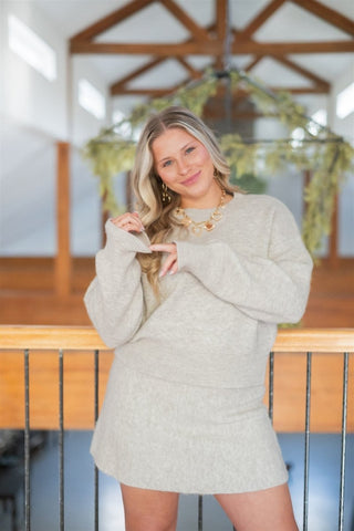 Oatmeal Knit Sweater & Skirt Set | Select Trends Boutique