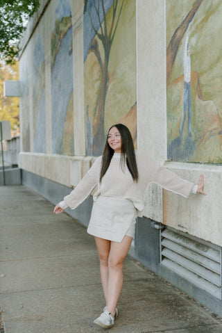 Oatmeal Wool Mini Skort - Select Trends Boutique