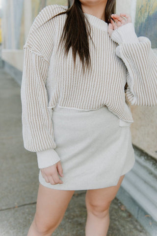 Oatmeal Wool Mini Skort - Select Trends Boutique