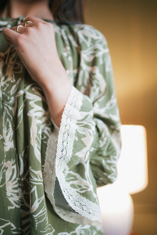 Olive Floral Flutter Hem Blouse | Select Trends Boutique