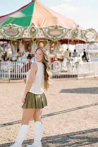 Olive Green Pleated Mini Skort | Select Trends Boutique