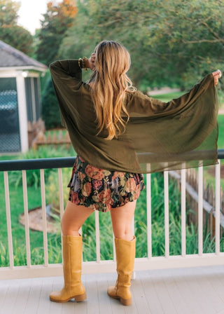Olive Green Poncho Top | Select Trends Boutique