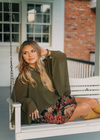 Olive Green Poncho Top | Select Trends Boutique