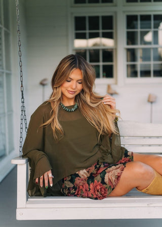 Olive Green Poncho Top | Select Trends Boutique