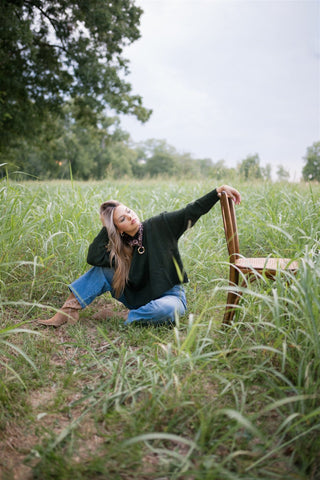 Olive Green Tie Back Sweater - Select Trends Boutique