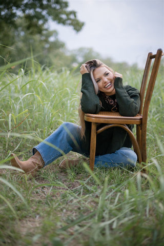 Olive Green Tie Back Sweater - Select Trends Boutique