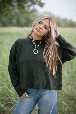 Olive Green Tie Back Sweater - Select Trends Boutique