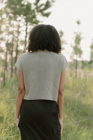 Olive Mock Neck Pocket Knit Top