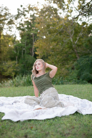 Olive Off Shoulder Ruched Top | Select Trends Boutique