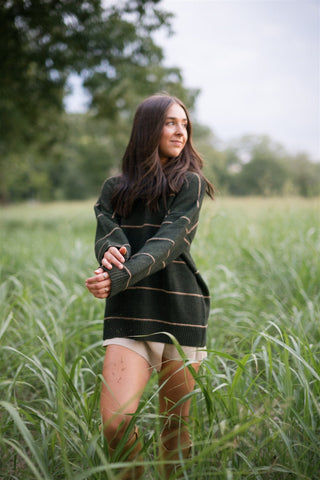 Olive Striped Oversized Sweater - Select Trends Boutique