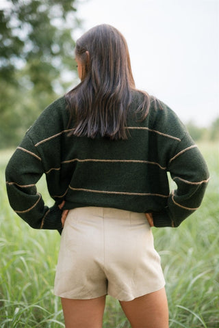 Olive Striped Oversized Sweater - Select Trends Boutique
