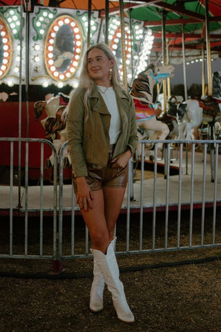 Olive Suede Collared Moto Jacket | Select Trends Boutique
