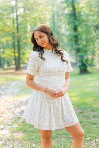 Ophelia Pink Floral Smocked Mini Dress | Select Trends Boutique