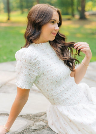 Ophelia Pink Floral Smocked Mini Dress | Select Trends Boutique