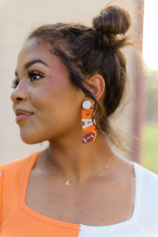 Orange Beaded Gameday Drops | Select Trends Boutique