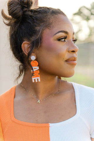 Orange Beaded Gameday Drops | Select Trends Boutique