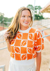 Orange Football Checker Knit Top - Select Trends Boutique