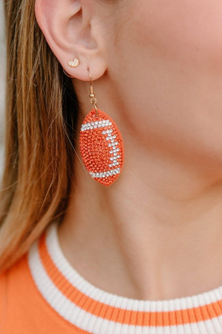 Orange Football Glitz Earrings | Select Trends Boutique