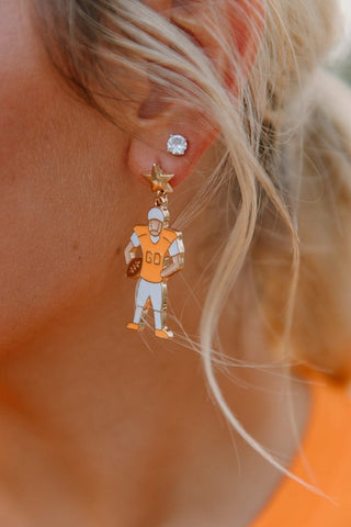 Orange Football Player Earrings | Select Trends Boutique