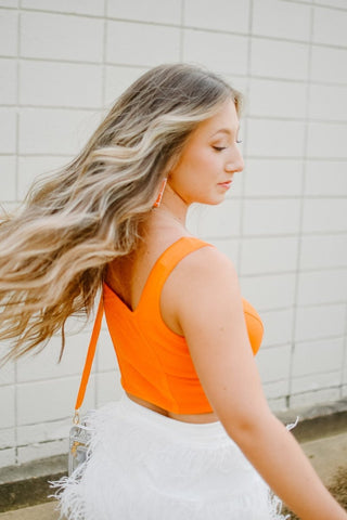 Orange Knit Corset Top | Select Trends Boutique