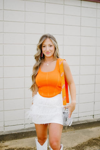 Orange Knit Corset Top | Select Trends Boutique