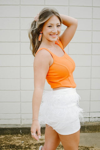 Orange Knit Corset Top | Select Trends Boutique