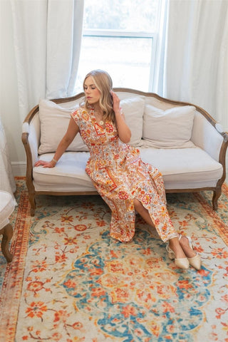 Orange Printed Zip Up Mini Dress - Select Trends Boutique