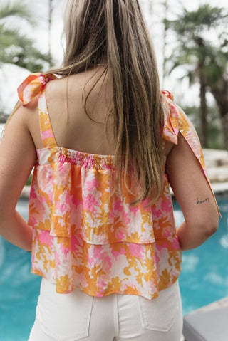 Orange Sadie Spring Blooms Top | Select Trends Boutique