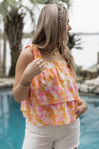 Orange Sadie Spring Blooms Top | Select Trends Boutique