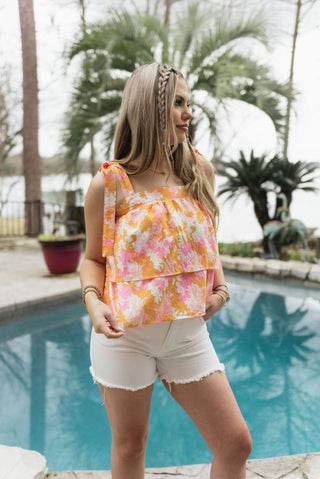 Orange Sadie Spring Blooms Top | Select Trends Boutique