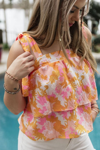Orange Sadie Spring Blooms Top | Select Trends Boutique