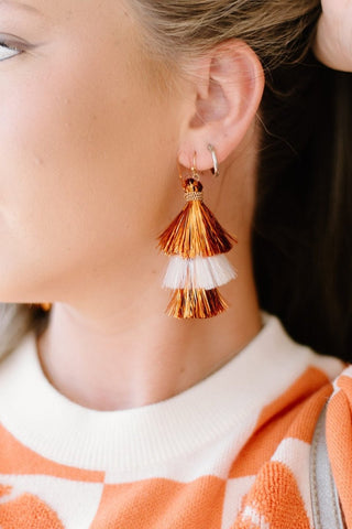 Orange Tassel Drop Earrings from Select Trends Boutique