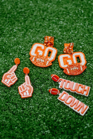 Orange "Touchdown" Drops Earrings - Select Trends Boutique