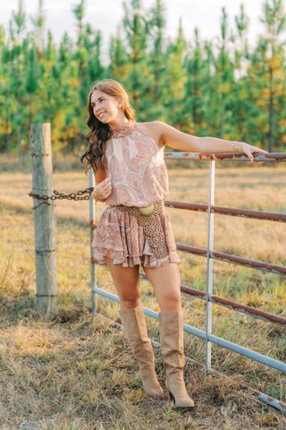 Paisley Halter Ruffle Romper | Select Trends Boutique