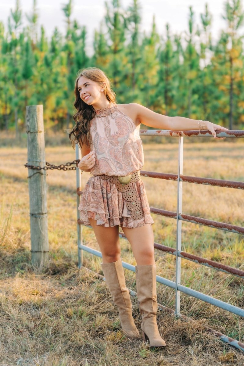 Paisley Halter Ruffle Romper