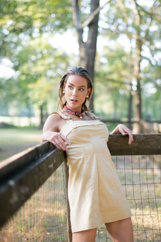 Pale Yellow Buckle Strap Mini Dress - Select Trends Boutique